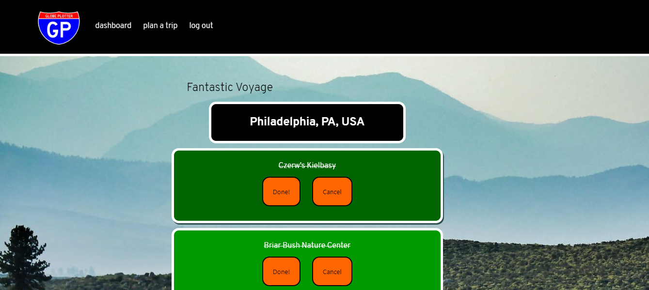 trip screen, featuring philadelphia locations